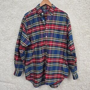 Ralph Lauren Men's The Big Oxford Plaid Button-Down Shirt Medium Classic‎ Casual